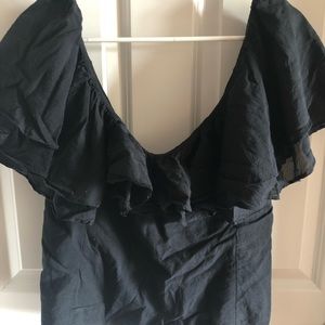 Black ruffle-neck top, J.Crew size 8